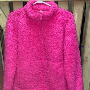 Hot Pink Quarter Zip Gap Sherpa Hoodie